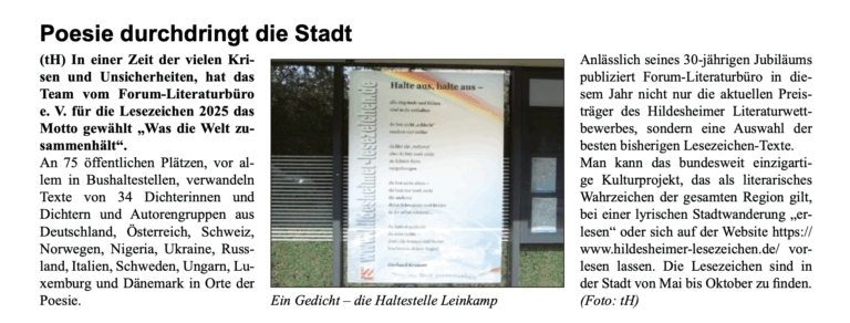 Ein Artikel über die LeseZeichen aus der Mai-Ausgabe des Stadtteilmagazins "Auf der Höhe"