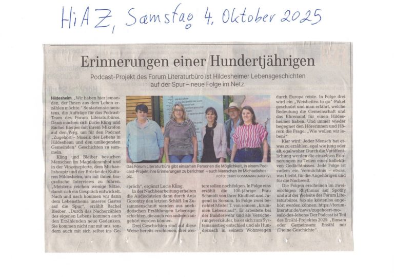 Ein Artikel aus der HiAZ über den Podcast "Zugehört" vom 04.10.2025