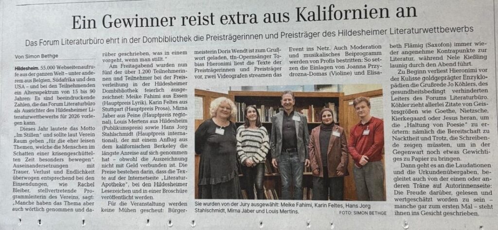 Ein Artikel aus der Hildesheimer Allgemeinen Zeitung über den Festakt vom 26.11.2026